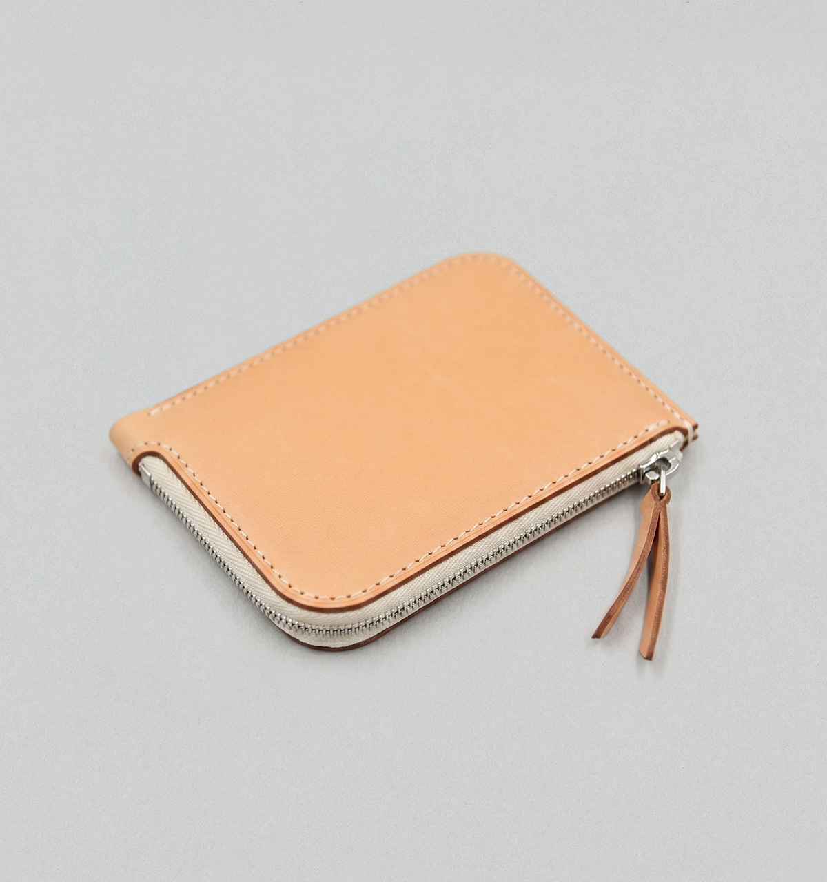 Natural Vegetable Leather Half-Zip Wallet