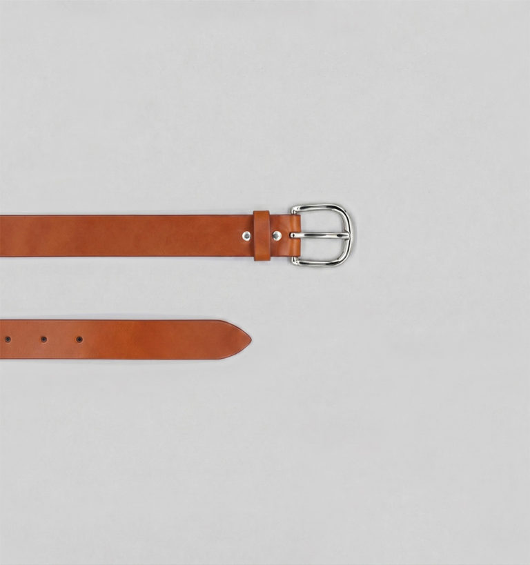 Gold Vegetable Leather and Silver Buckle Belt