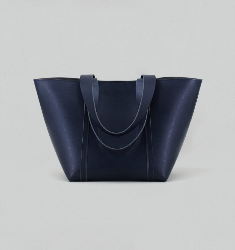 Navy Vegetable Calf Leather Tote Bag