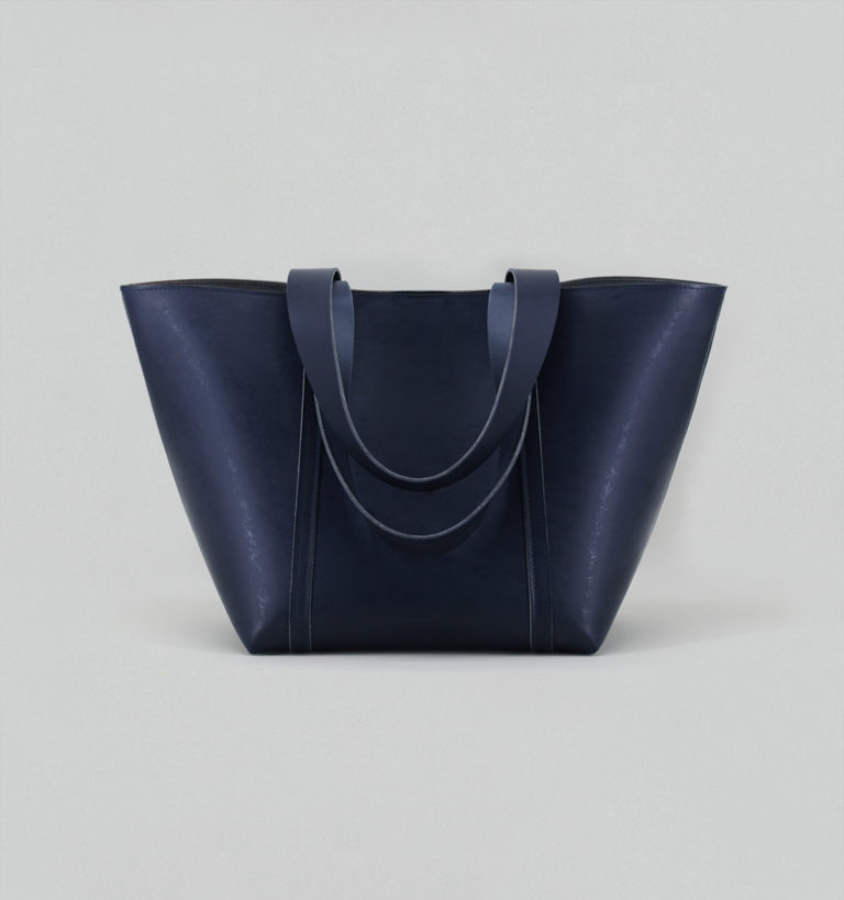 Navy Vegetable Calf Leather Tote Bag