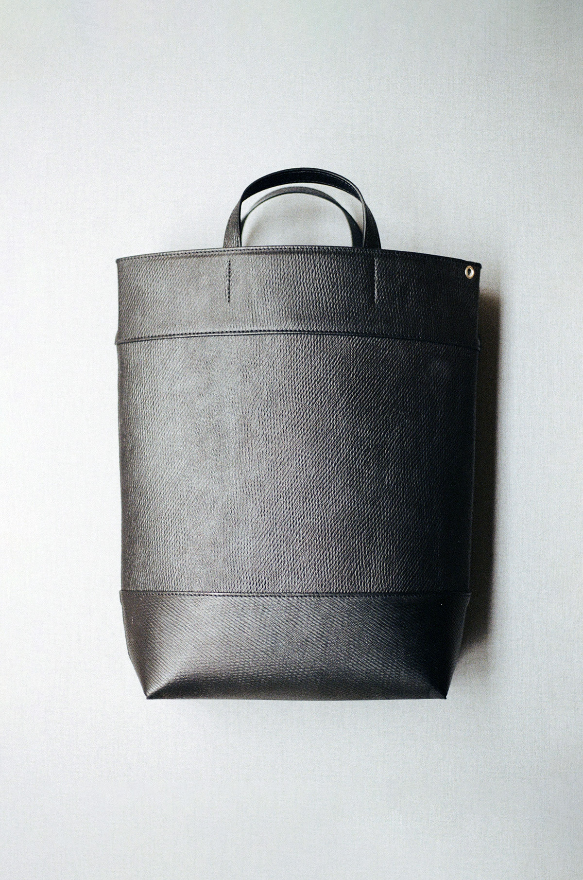 Black Russian Calf Leather Three Panels Tote Bag