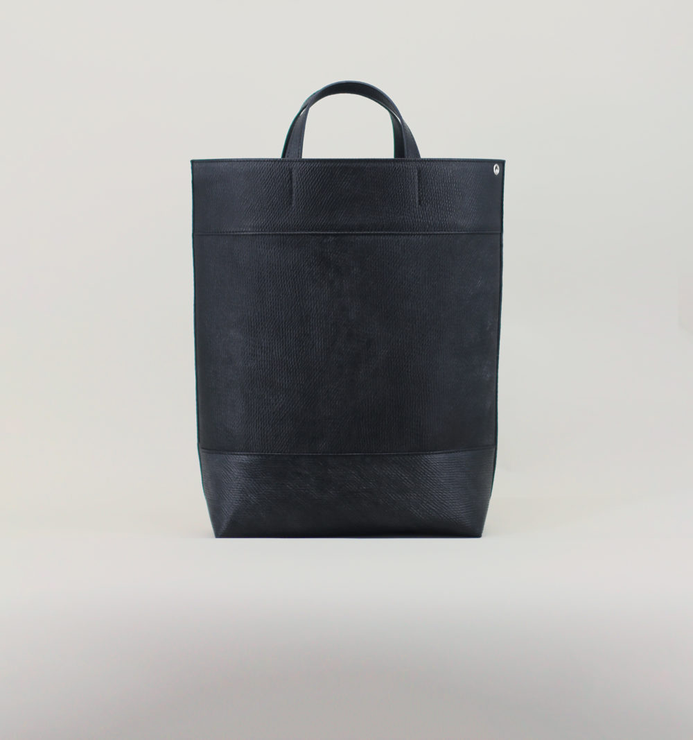 Sac Cabas Trois Pans En Cuir de Russie Noir
