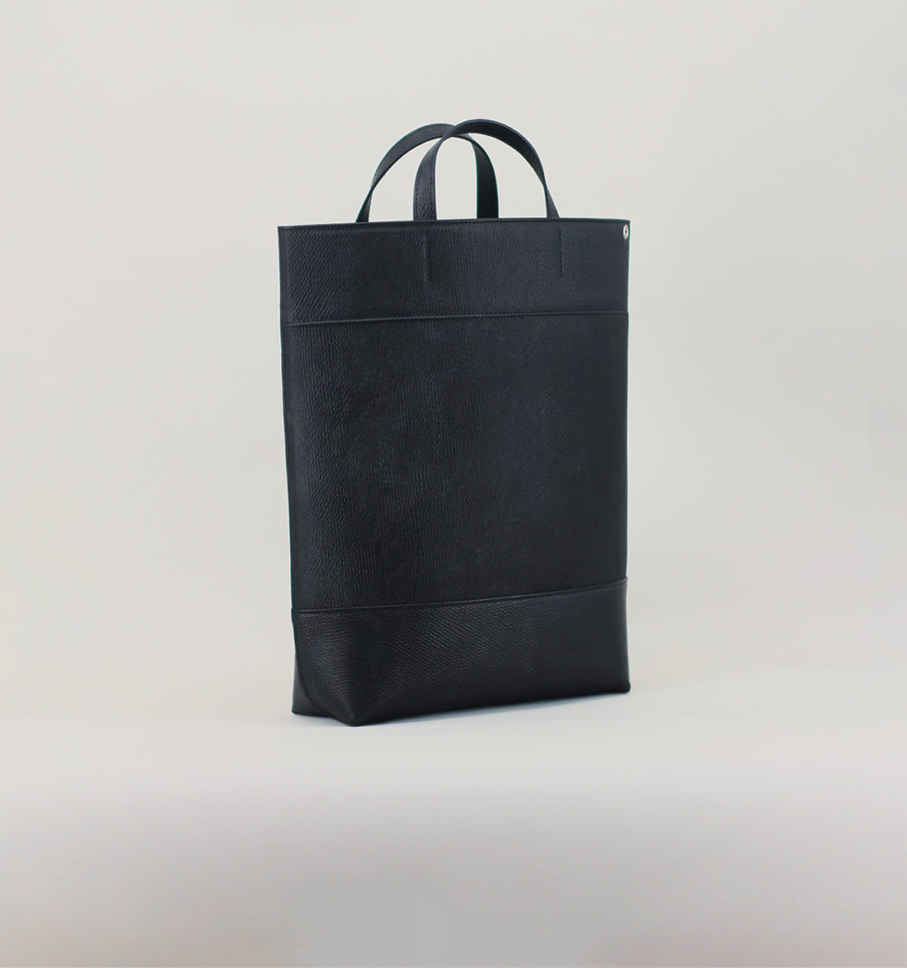 Sac Cabas Trois Pans En Cuir de Russie Noir