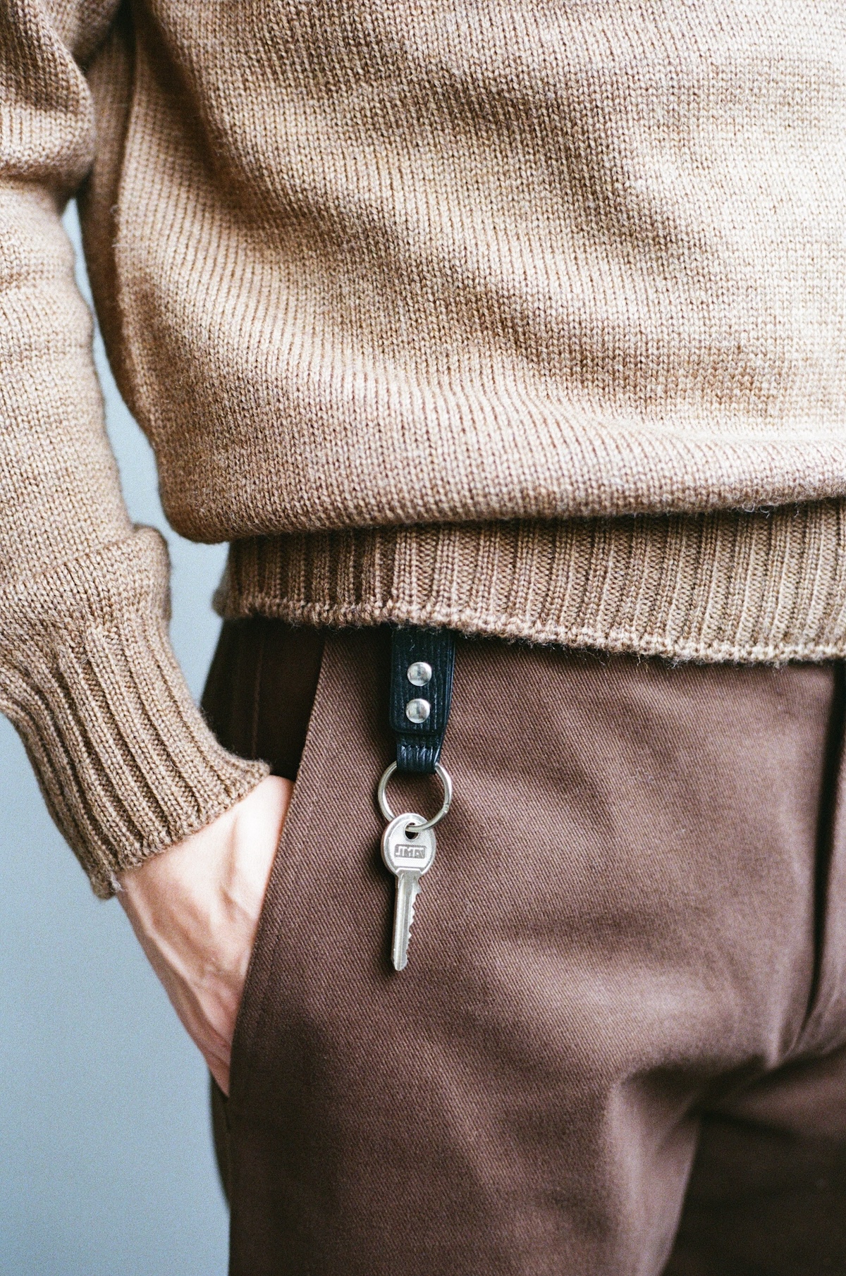 Porte-Clés Pressions En Cuir de Russie Noir