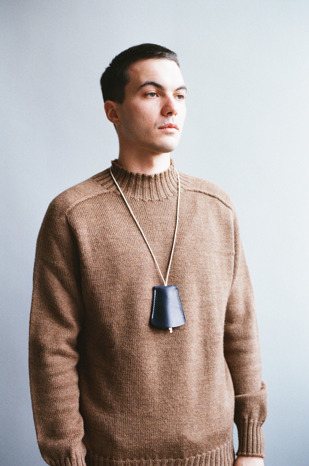 Navy Vegetable Calf Leather Bell Key-holder