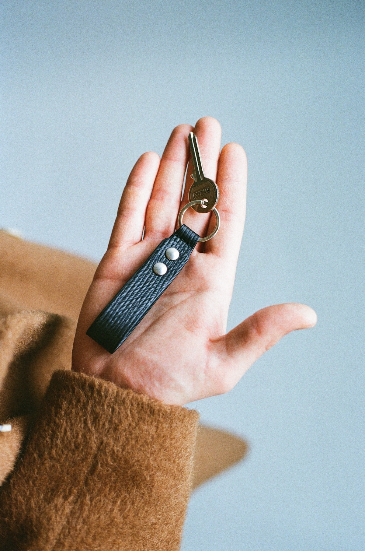 Porte-Clés Pressions En Cuir de Russie Noir