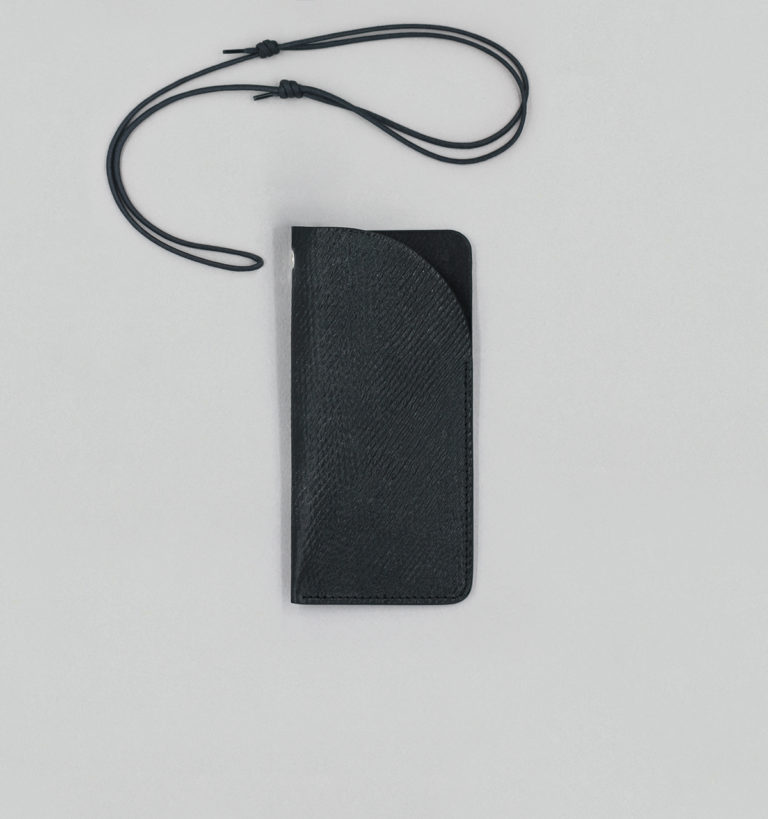 Black Russian Calf Leather Neck Glasses Sleeve