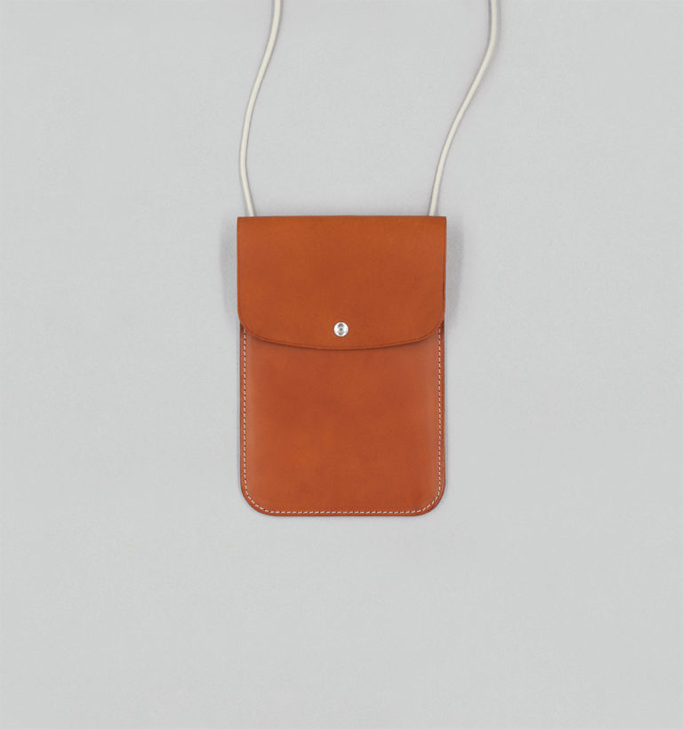 Whiskey Vegetable Calf Leather Neck Pouch