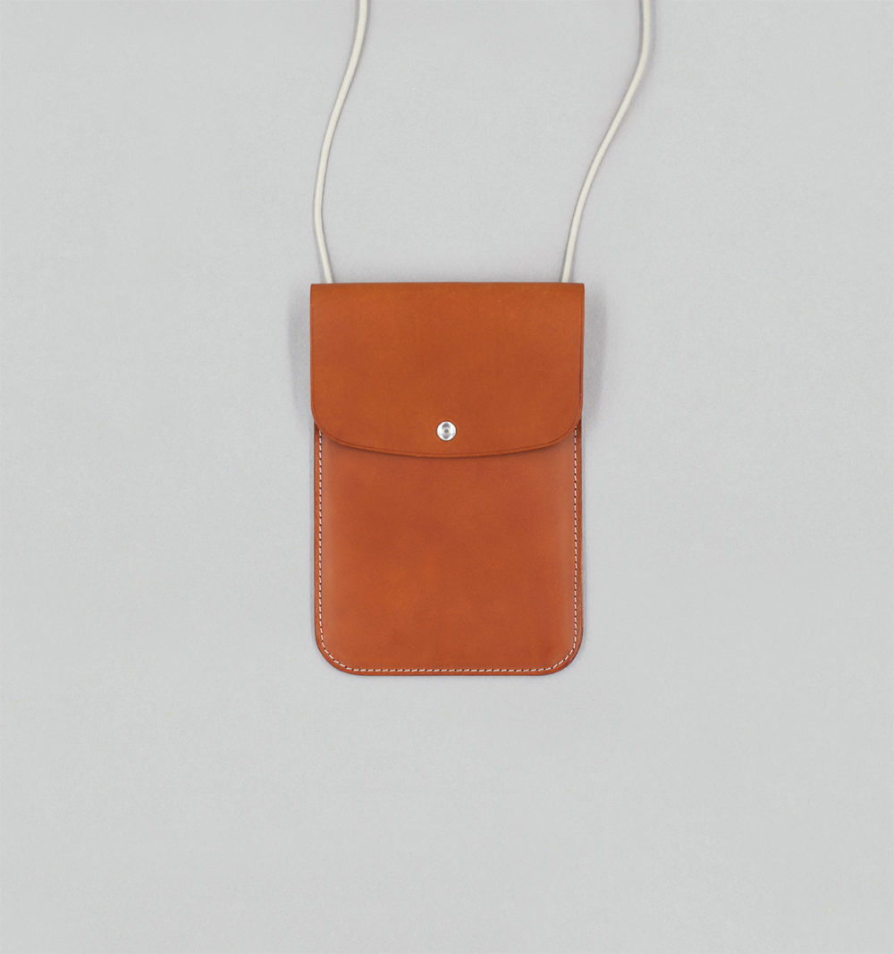 Whiskey Vegetable Calf Leather Neck Pouch