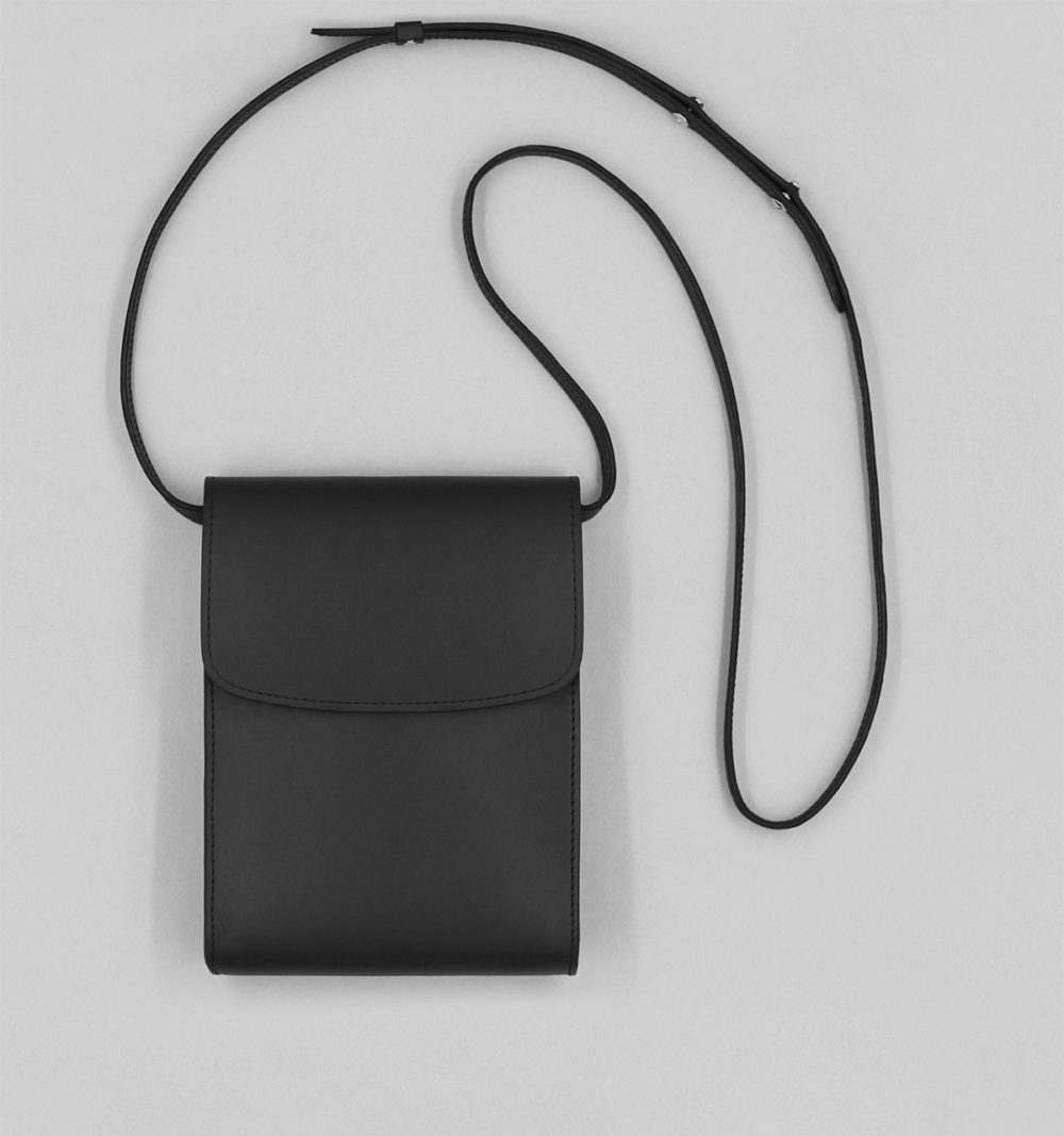 Black Russian Calf Flap Pouch