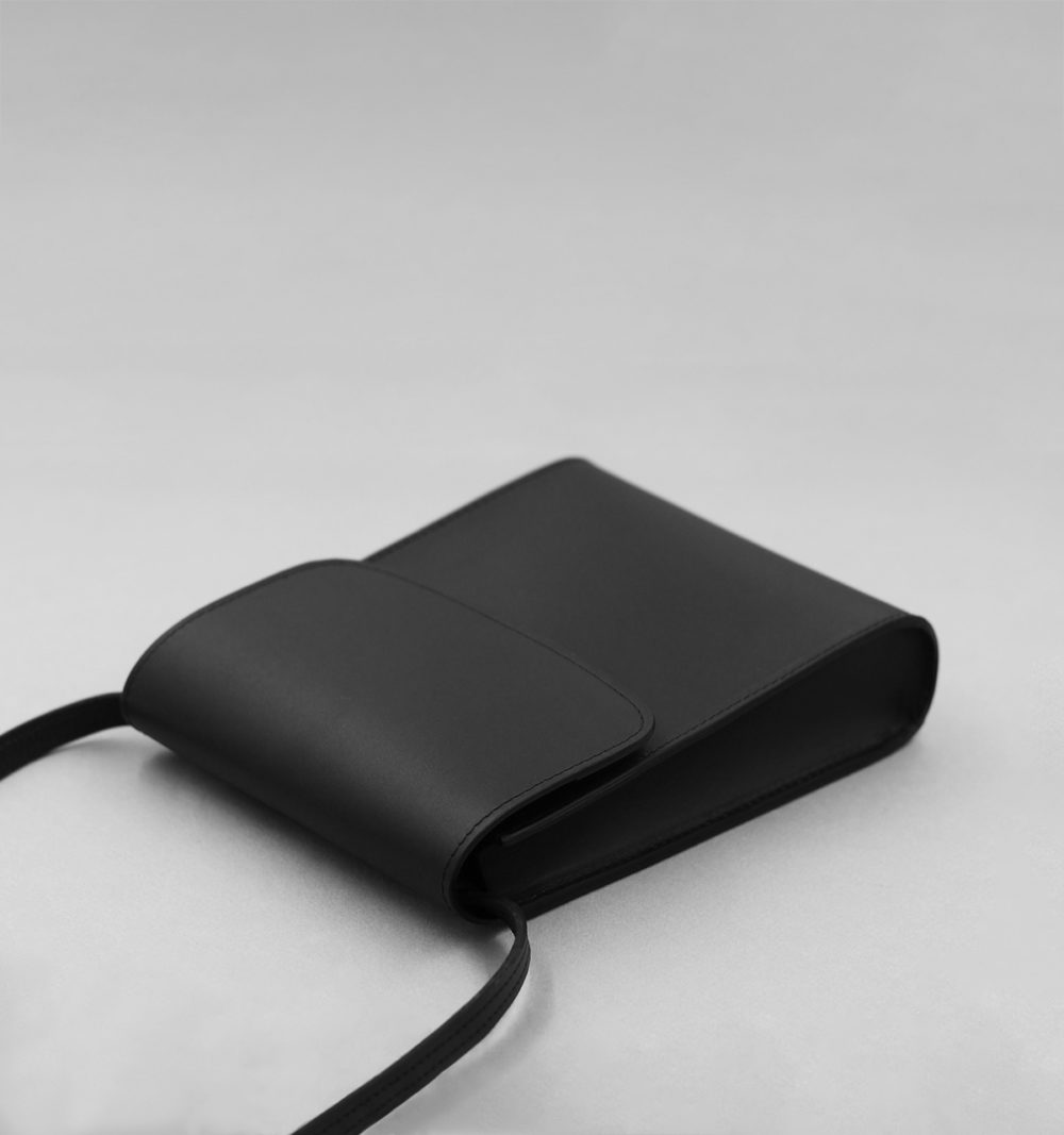 Black Russian Calf Flap Pouch