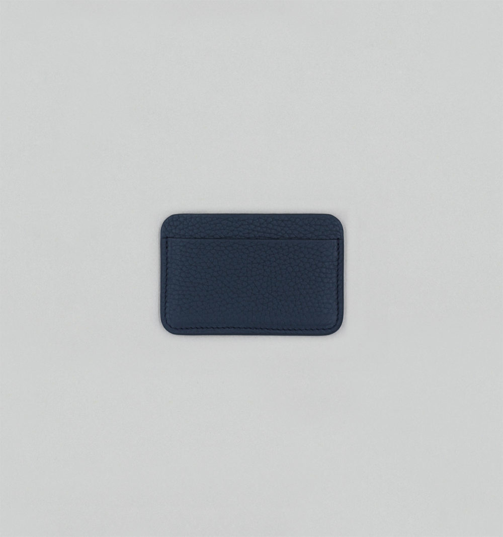 Porte-Cartes En Veau Embossé En Taurillon Grainé Marine