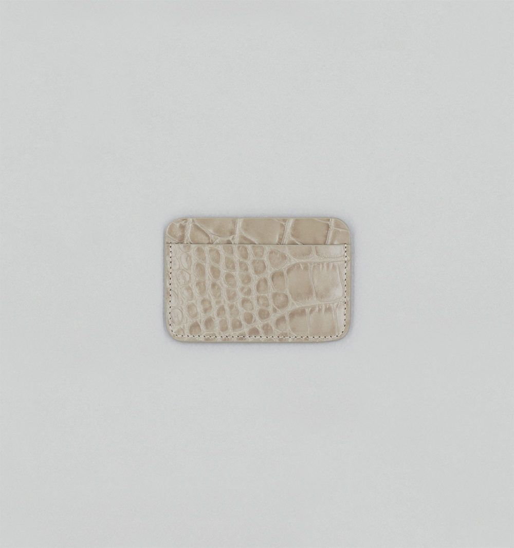 Porte-Cartes En Veau Embossé Façon Crocodile Mastic