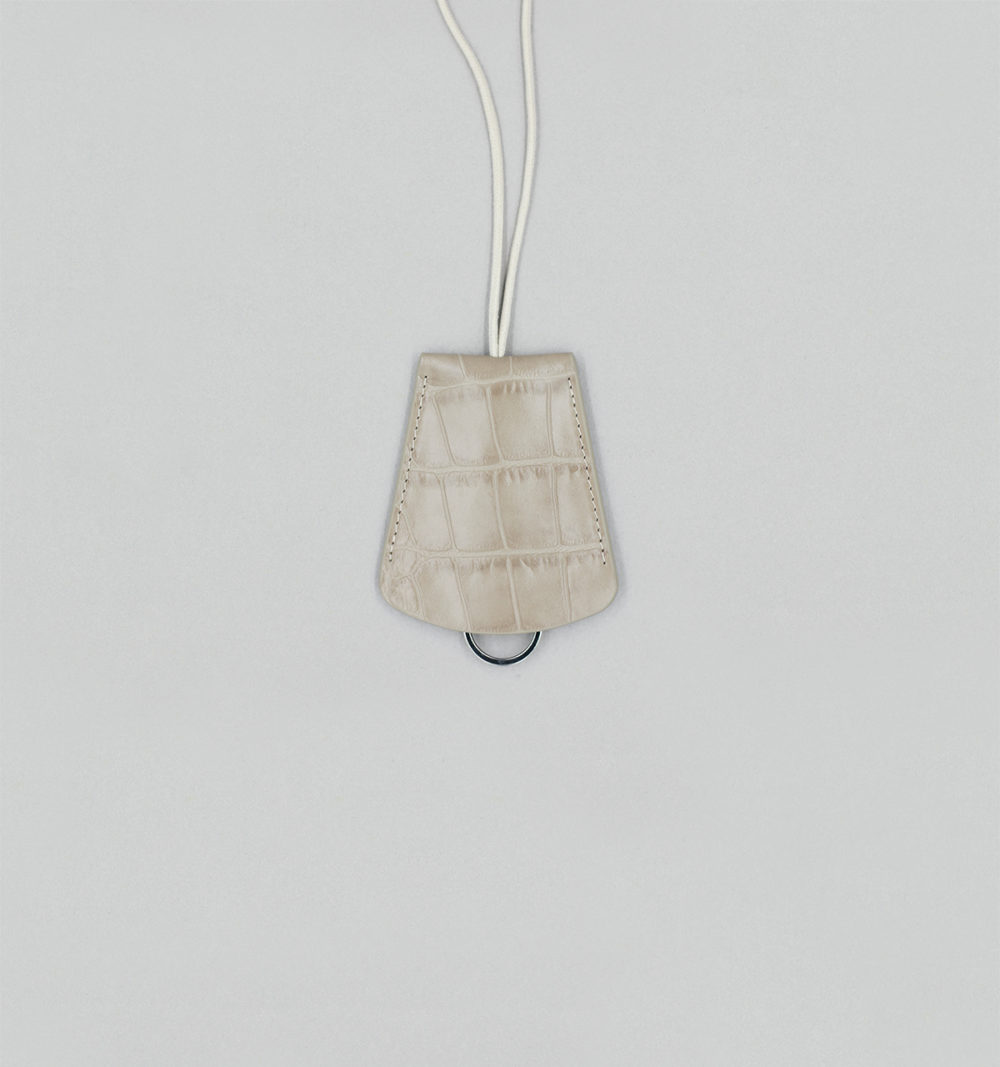 Porte-Clés Cloche En Veau Embossé Façon Crocodile Mastic