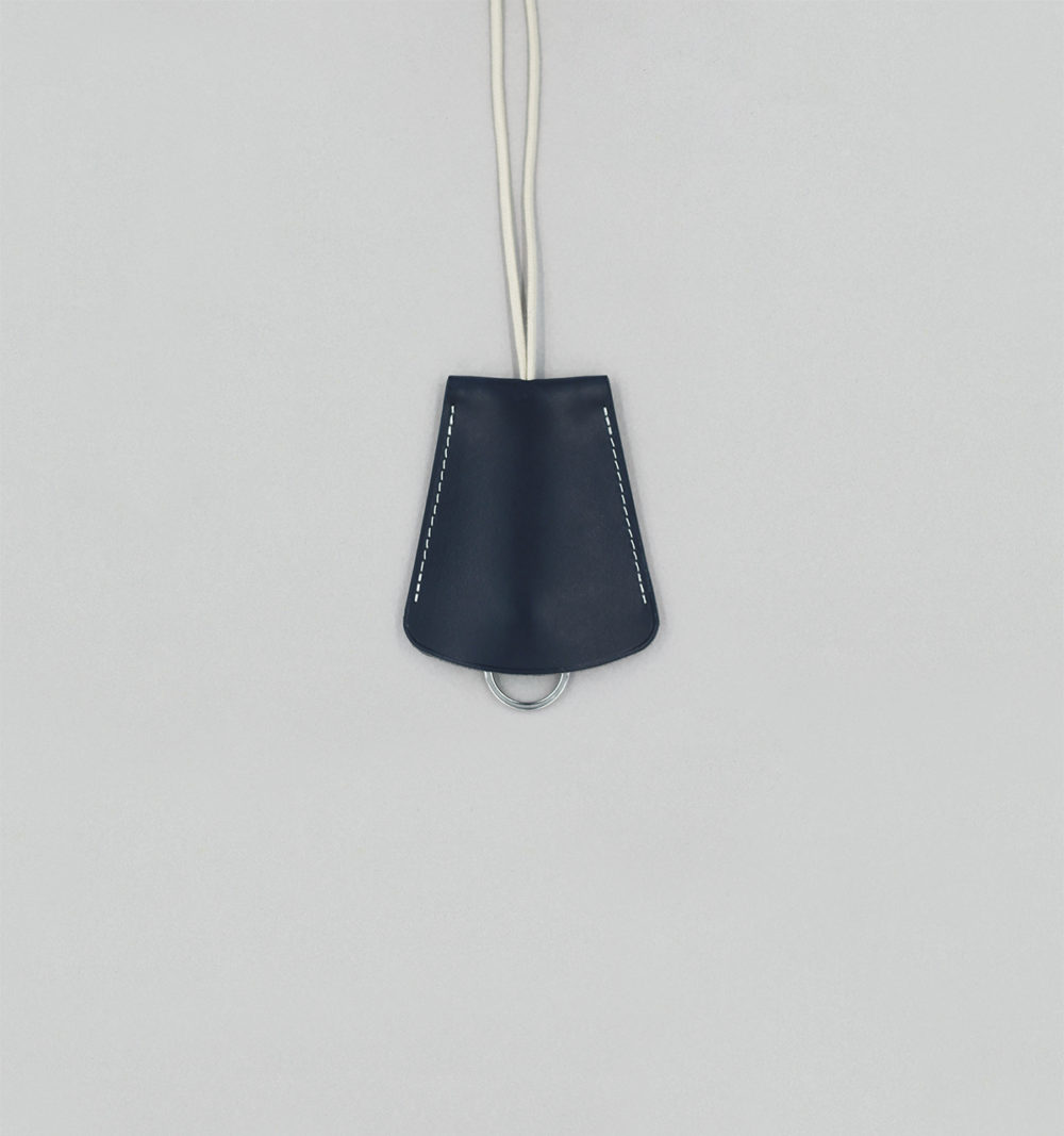 Navy Vegetable Calf Leather Bell Key-holder