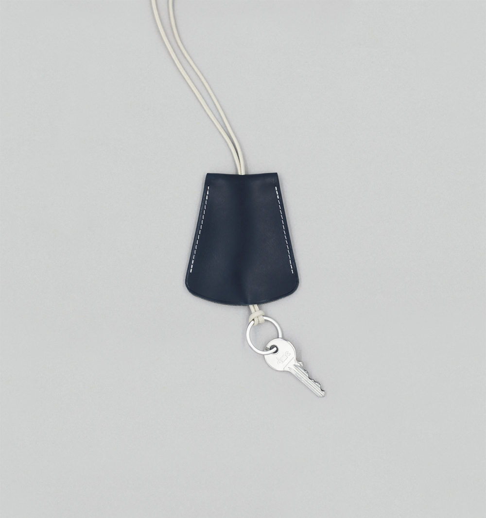 Navy Vegetable Calf Leather Bell Key-holder