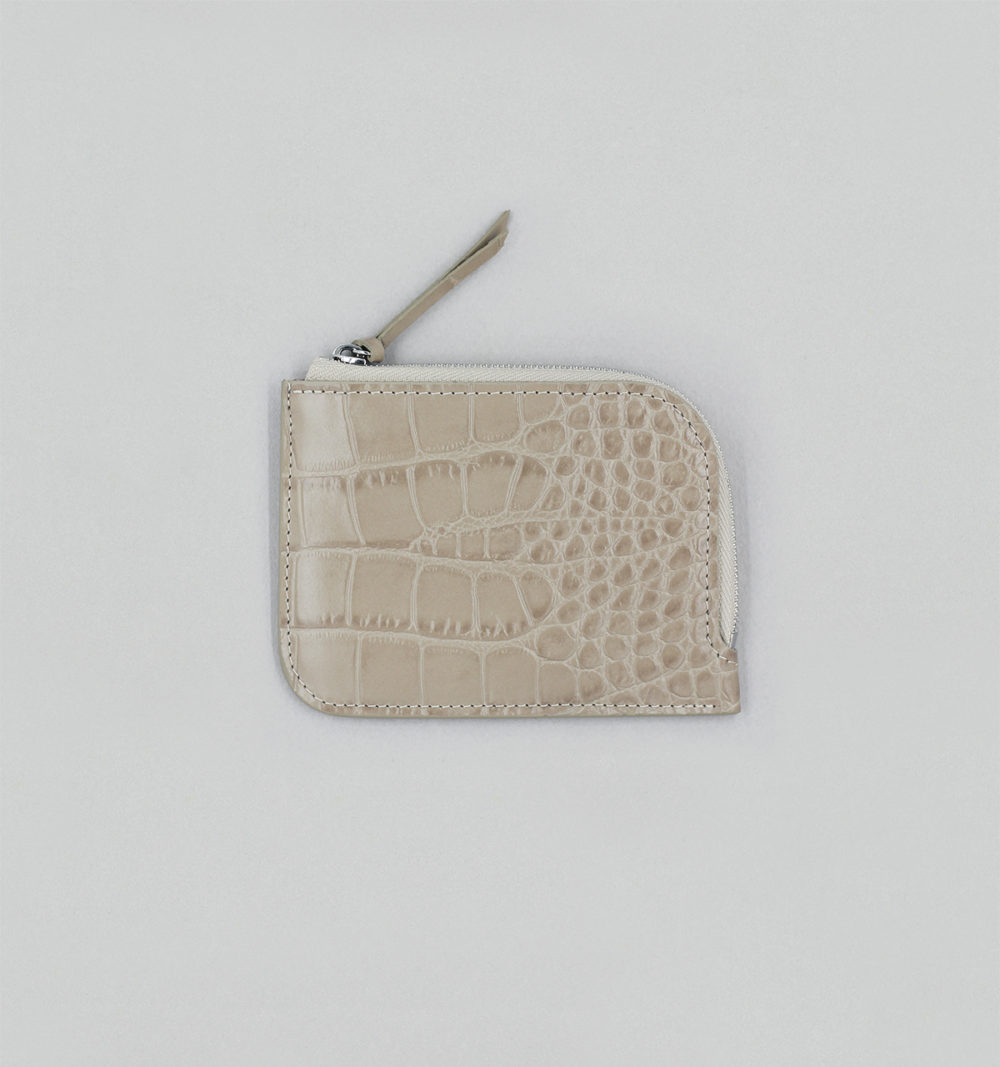 Porte-Monnaie En Veau Embossé Façon Crocodile Mastic