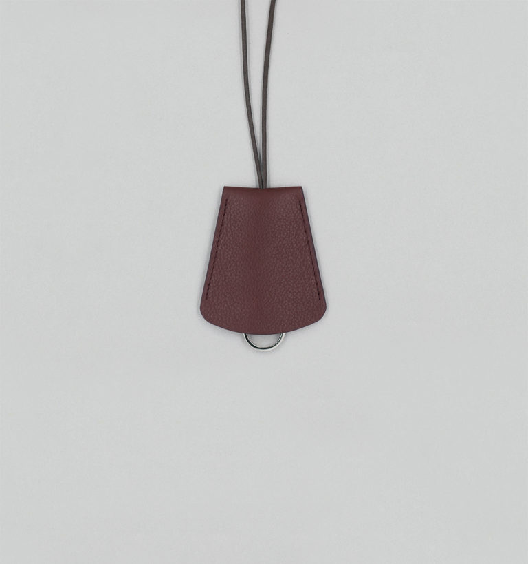 Porte-Clés Cloche En Taurillon Grainé Grenat