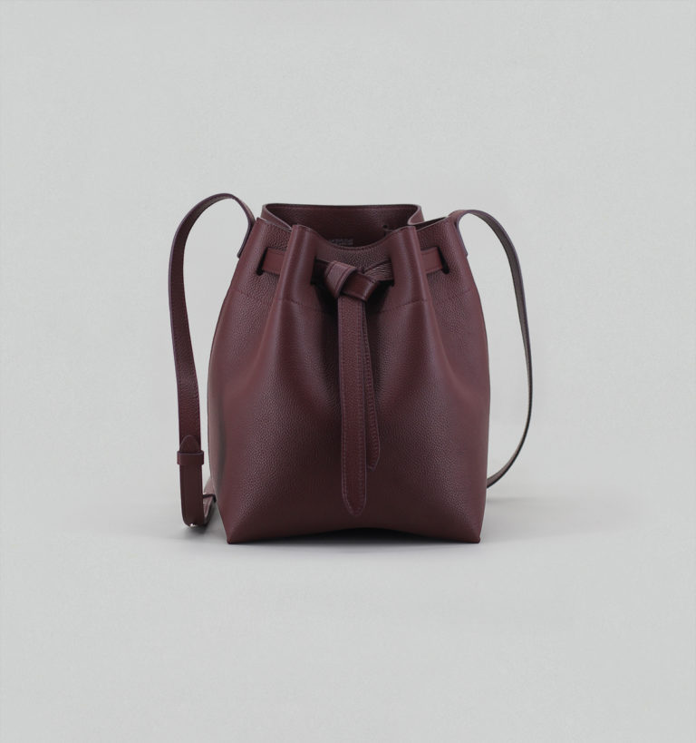 Burgundy Grained Taurillon Leather Bucket Bag