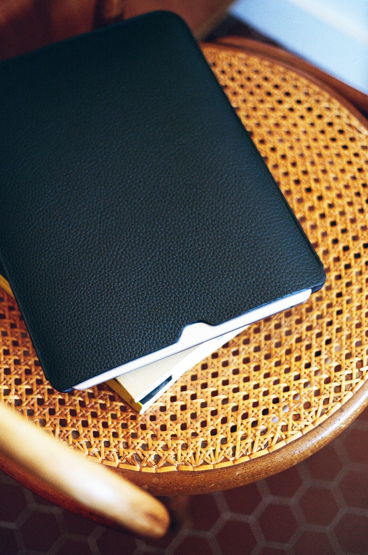 Black Grained Taurillon Leather Laptop Sleeve