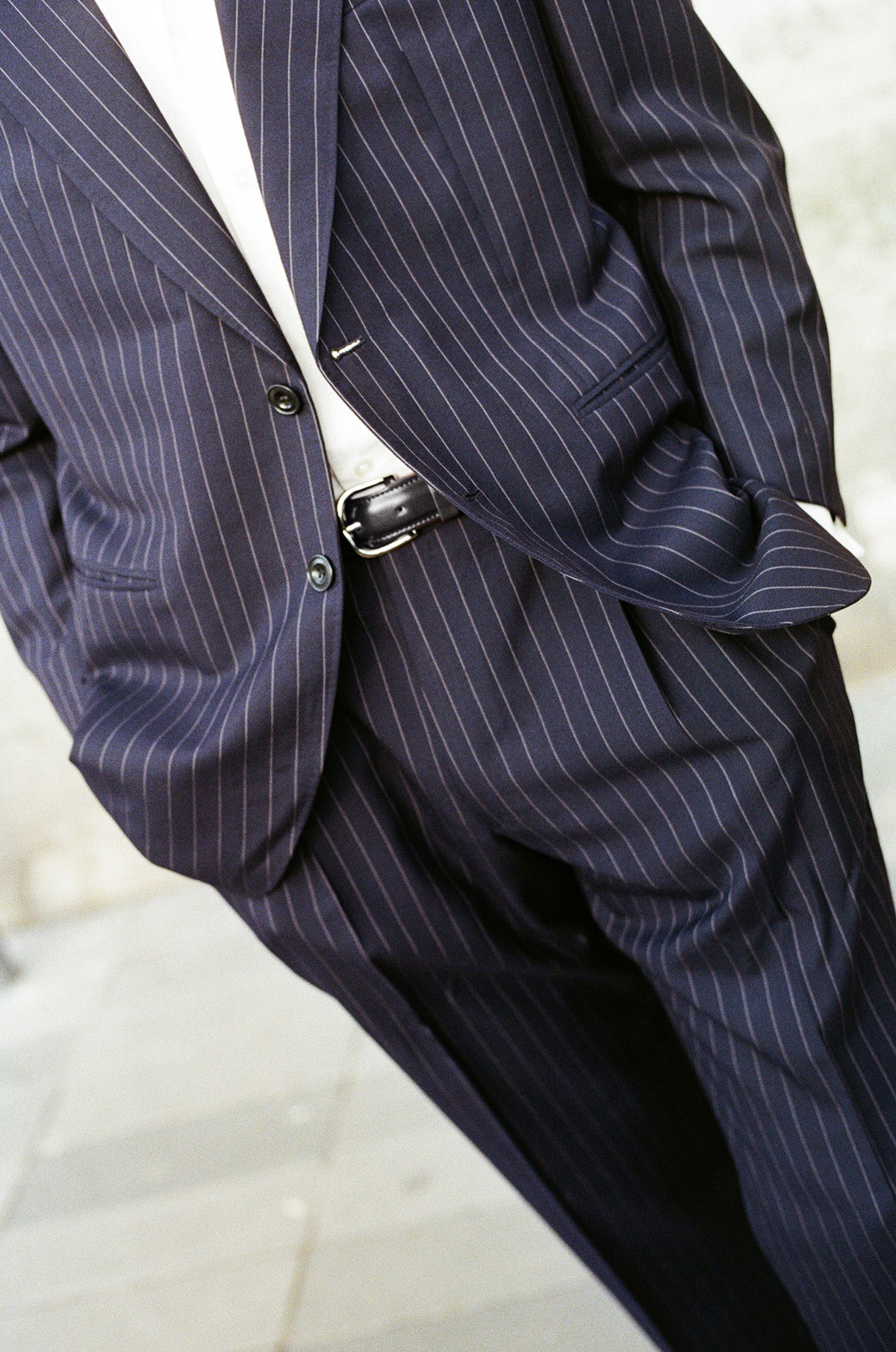 Black Cordovan and silver buckle formal belt