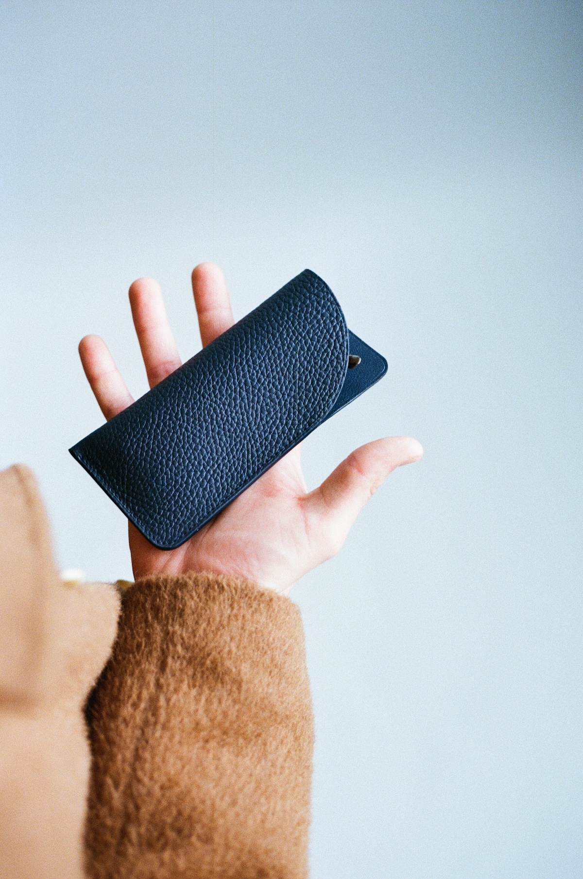 Navy Grained Taurillon Neck Glasses Sleeve