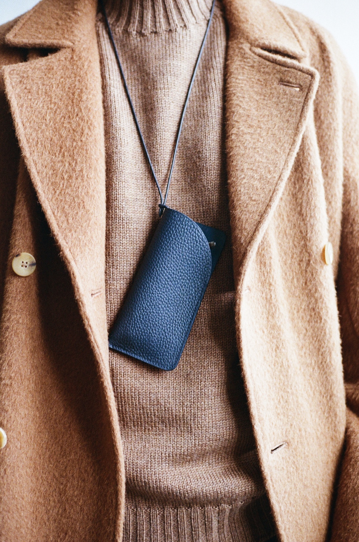 Navy Grained Taurillon Neck Glasses Sleeve