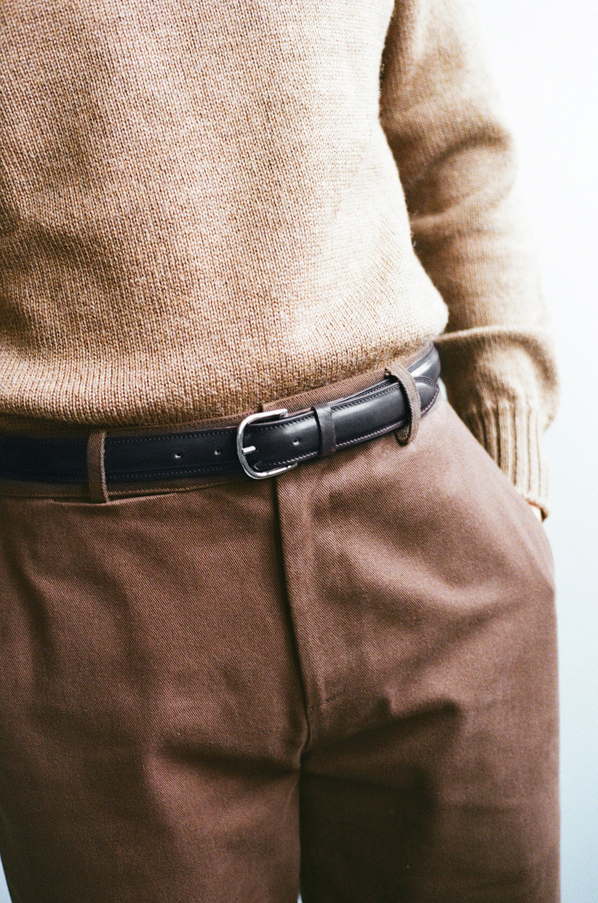 Black Cordovan and silver buckle formal belt