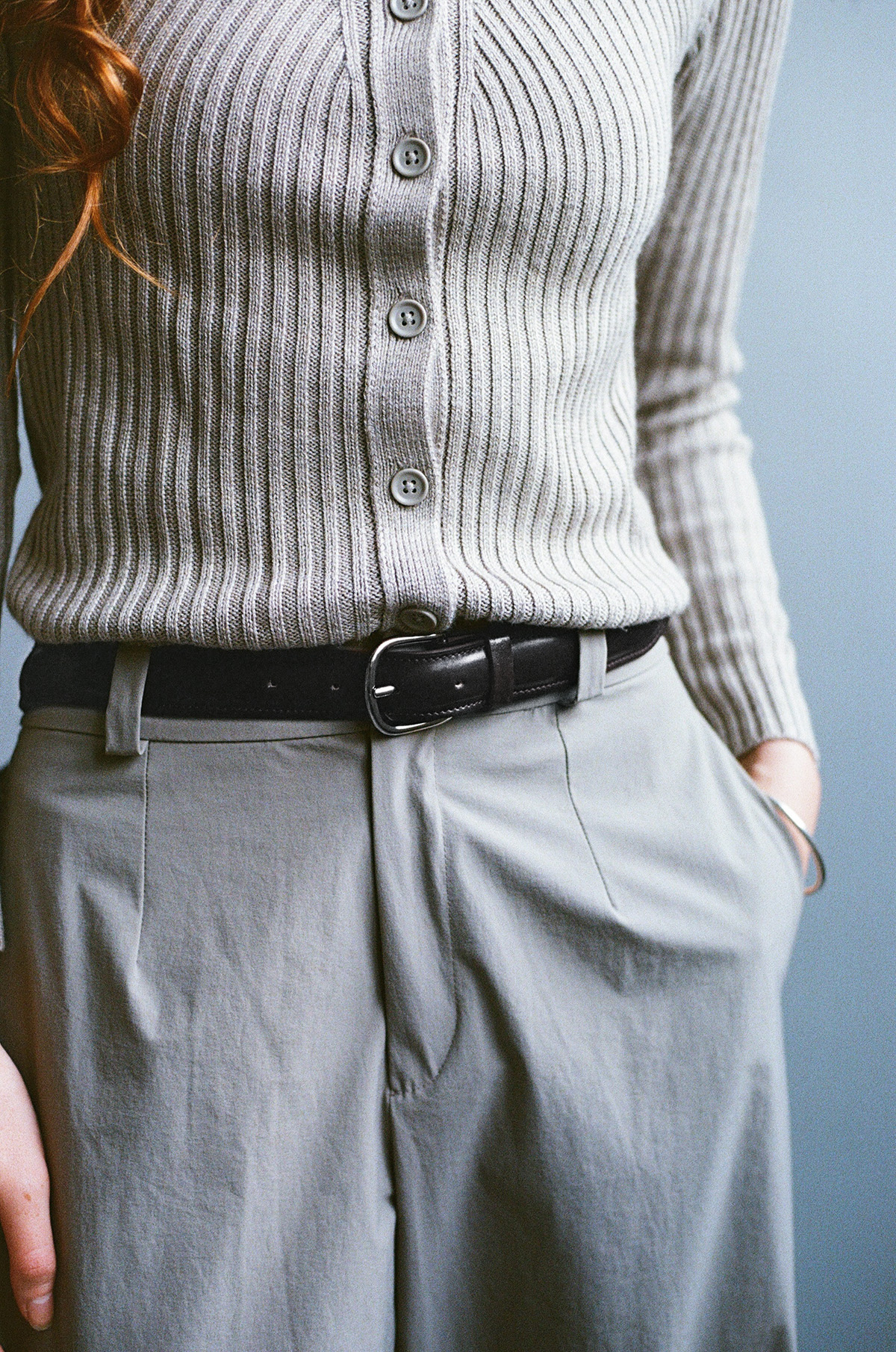 Black Cordovan and silver buckle formal belt