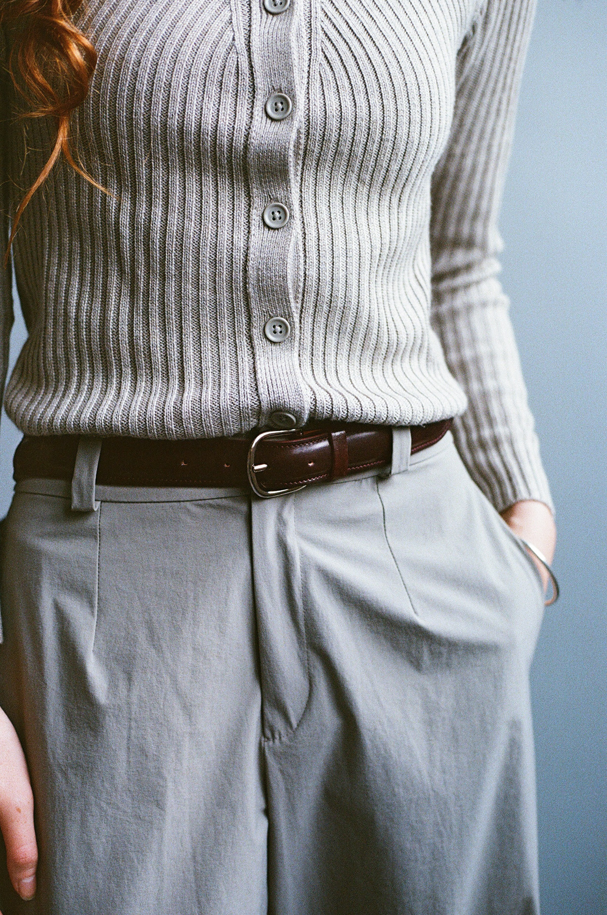 Burgundy Cordovan and silver buckle formal belt