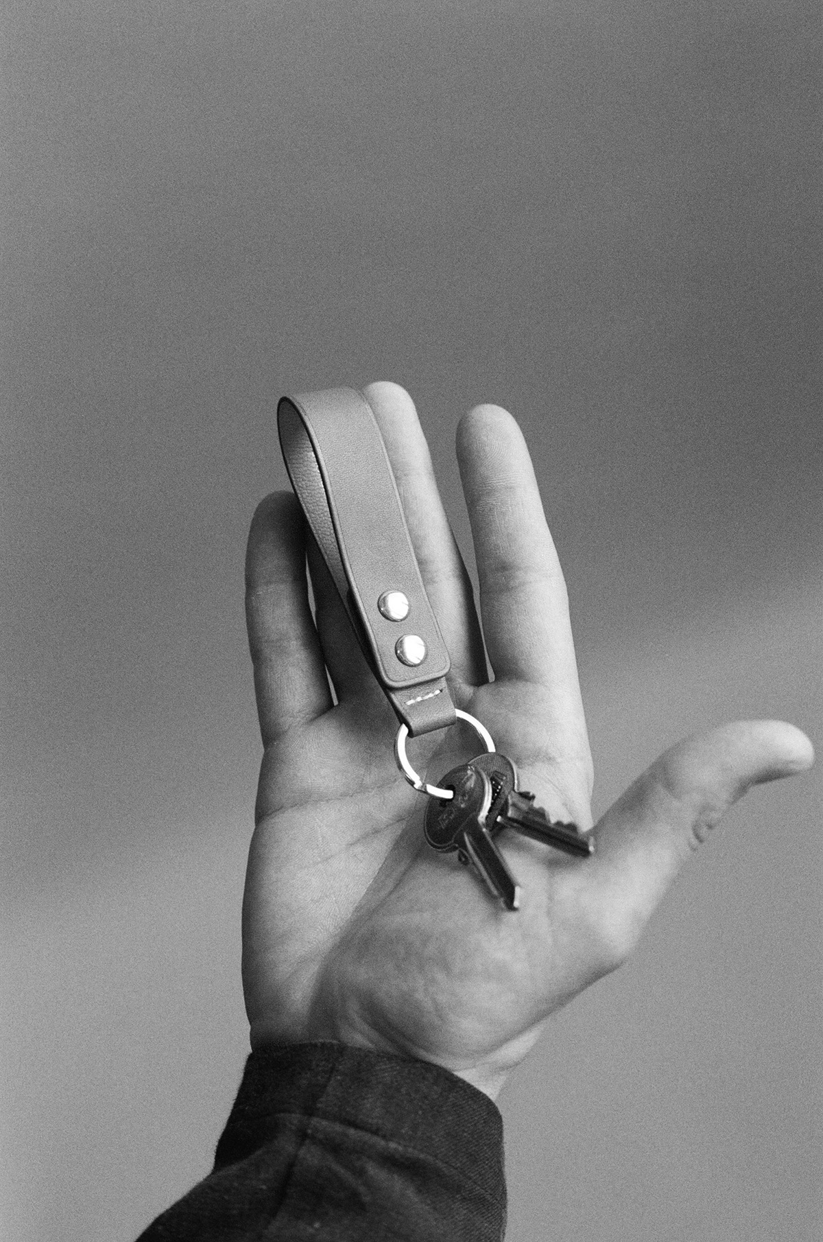 Porte-Clés Pressions en Taurillon Grainé Marine