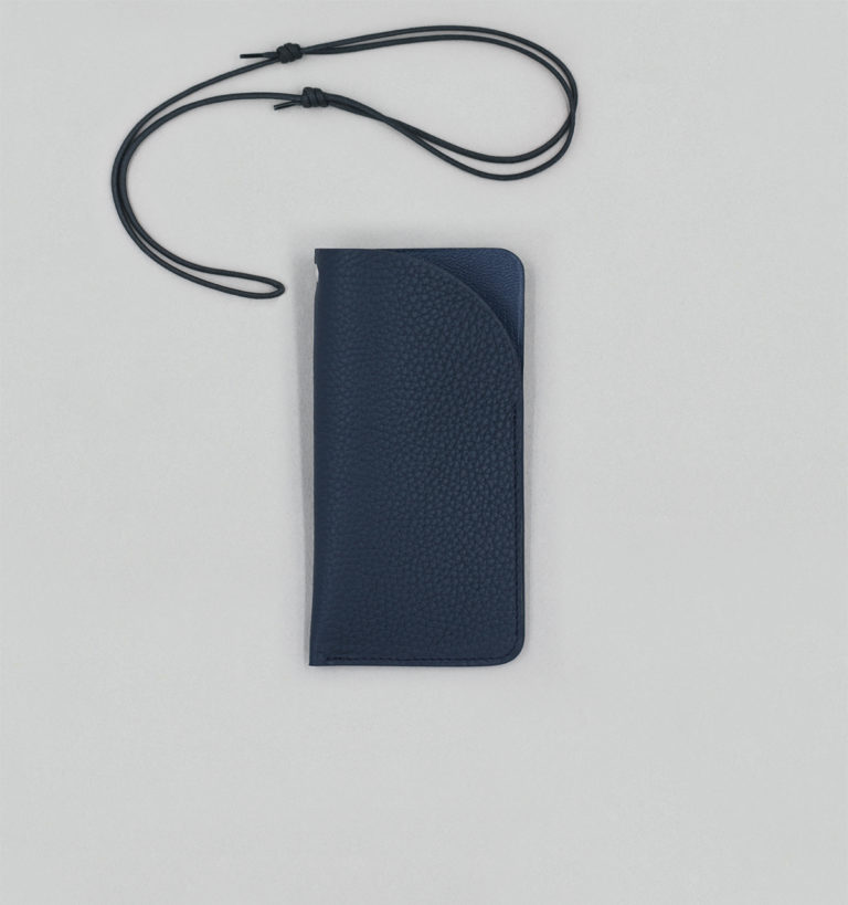 Navy Grained Taurillon Neck Glasses Sleeve