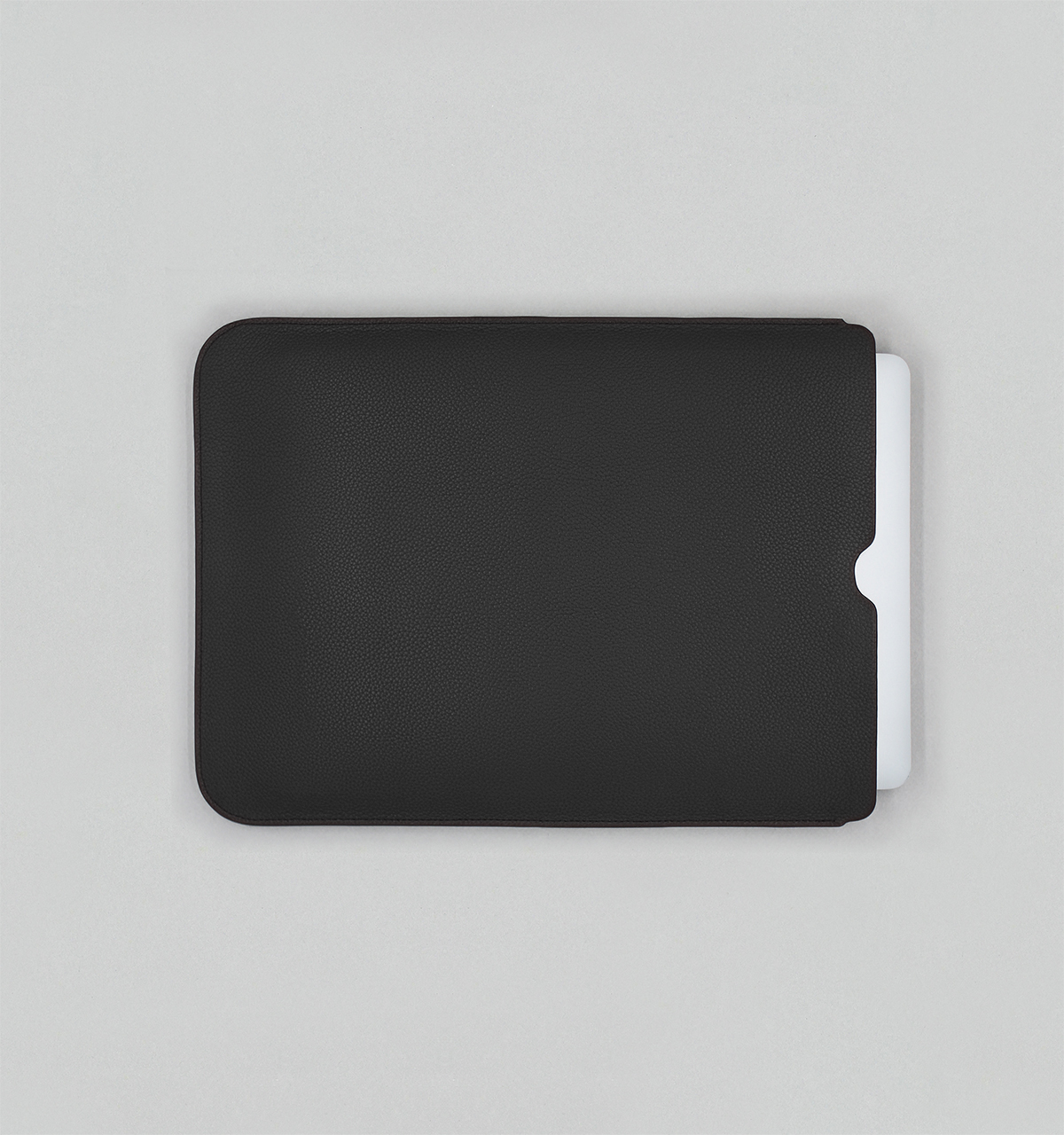 Black Grained Taurillon Leather Laptop Sleeve