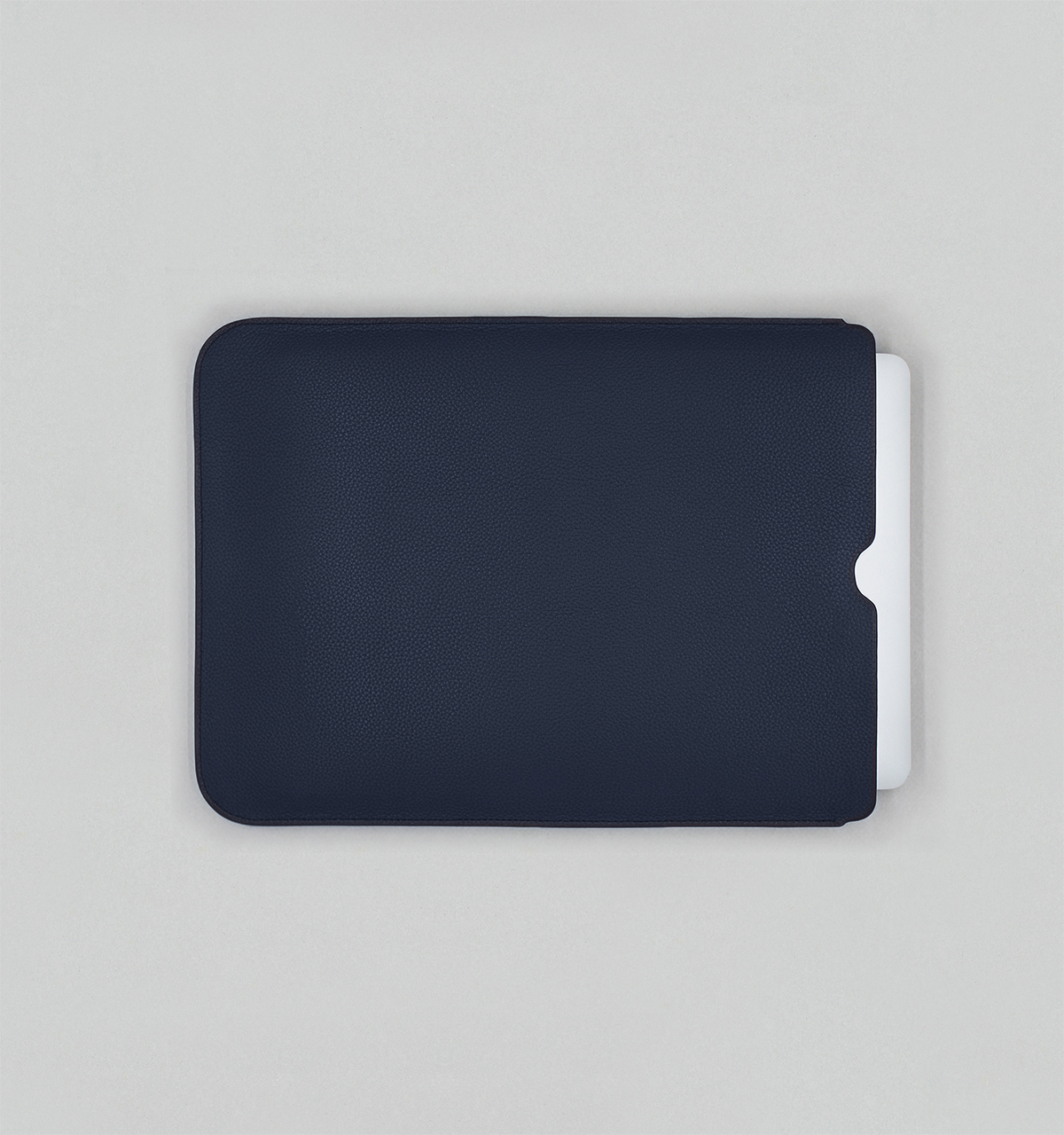Navy Grained Taurillon Leather Laptop Sleeve