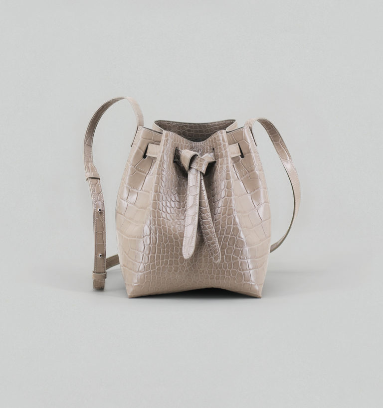 Mastic Crocodile Embossed Calf Leather Bucket Bag