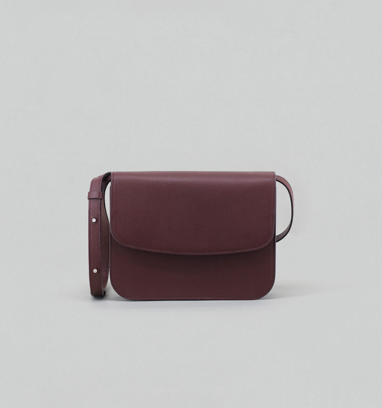 Burgundy Grained Taurillon Leather Flap Bag