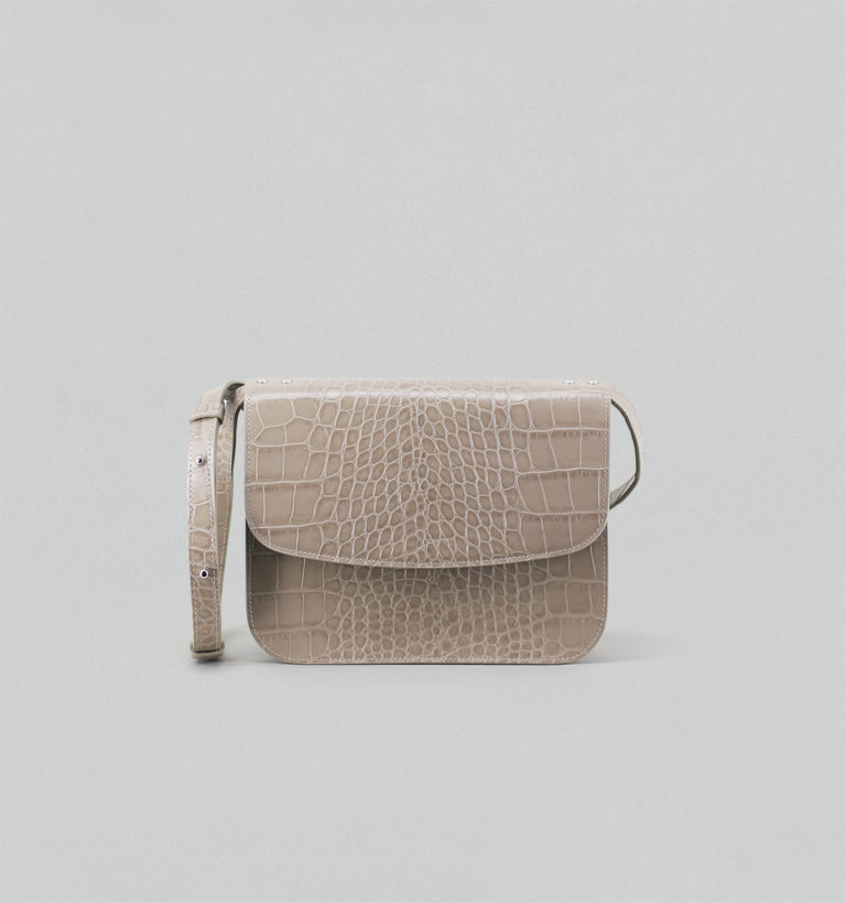 Mastic Crocodile Embossed Calf Leather Flap Bag