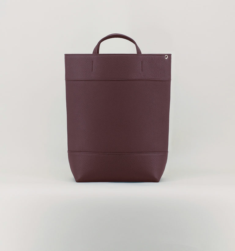 Burgundy Grained Taurillon Three Panels Tote Bag