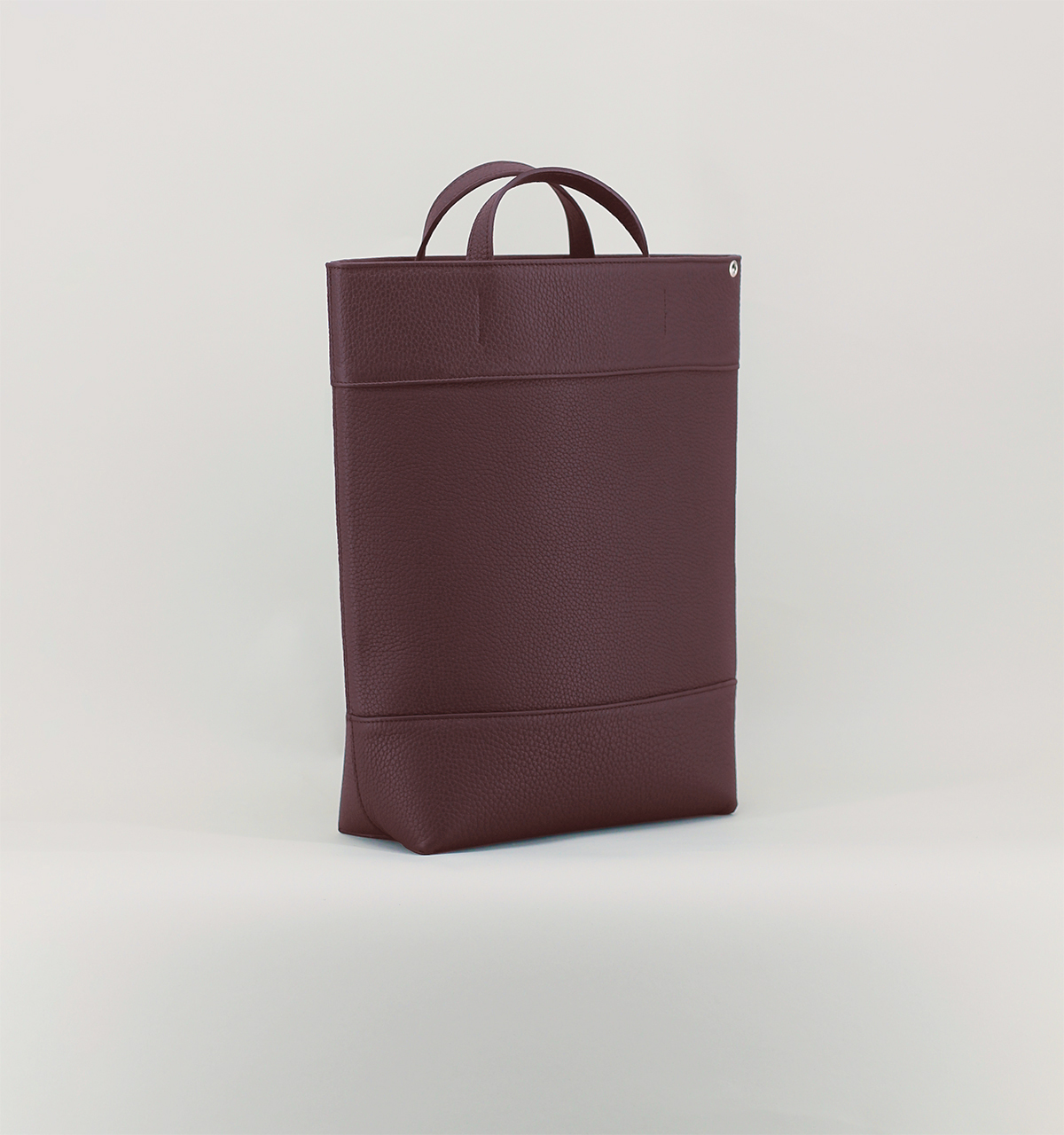 Sac Cabas Trois Pans en Taurillon Grainé Grenat