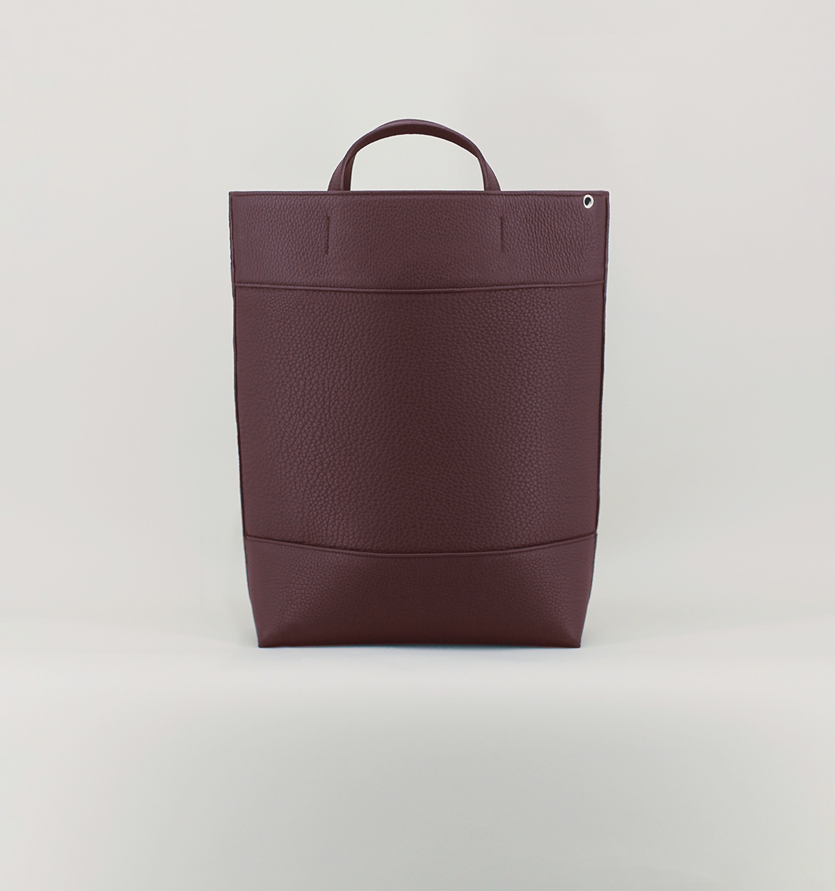 Sac Cabas Trois Pans en Taurillon Grainé Grenat