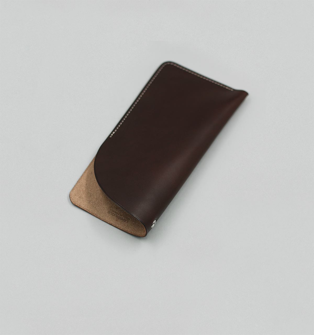 Grand Étui à Lunettes en Veau Végétal Chocolat