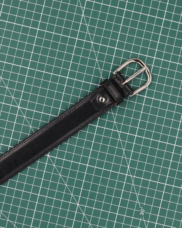 122 - Black Satin Vegetable Calf w. Silver Buckle - Size 85cm