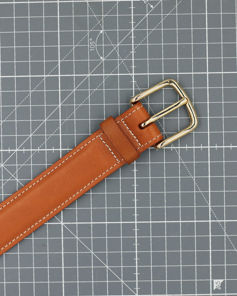 141 - Gold baranil calf formal belt - Size 72cm