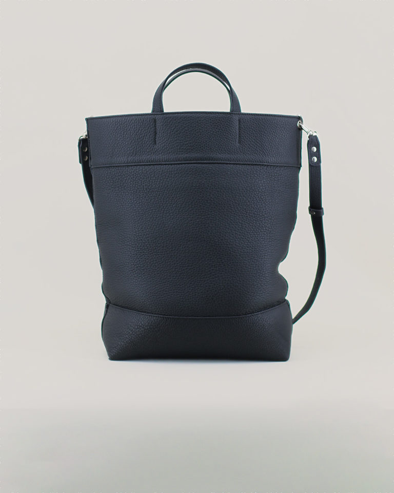 152 - Black Grained Taurillon Three Panels Tote Bag