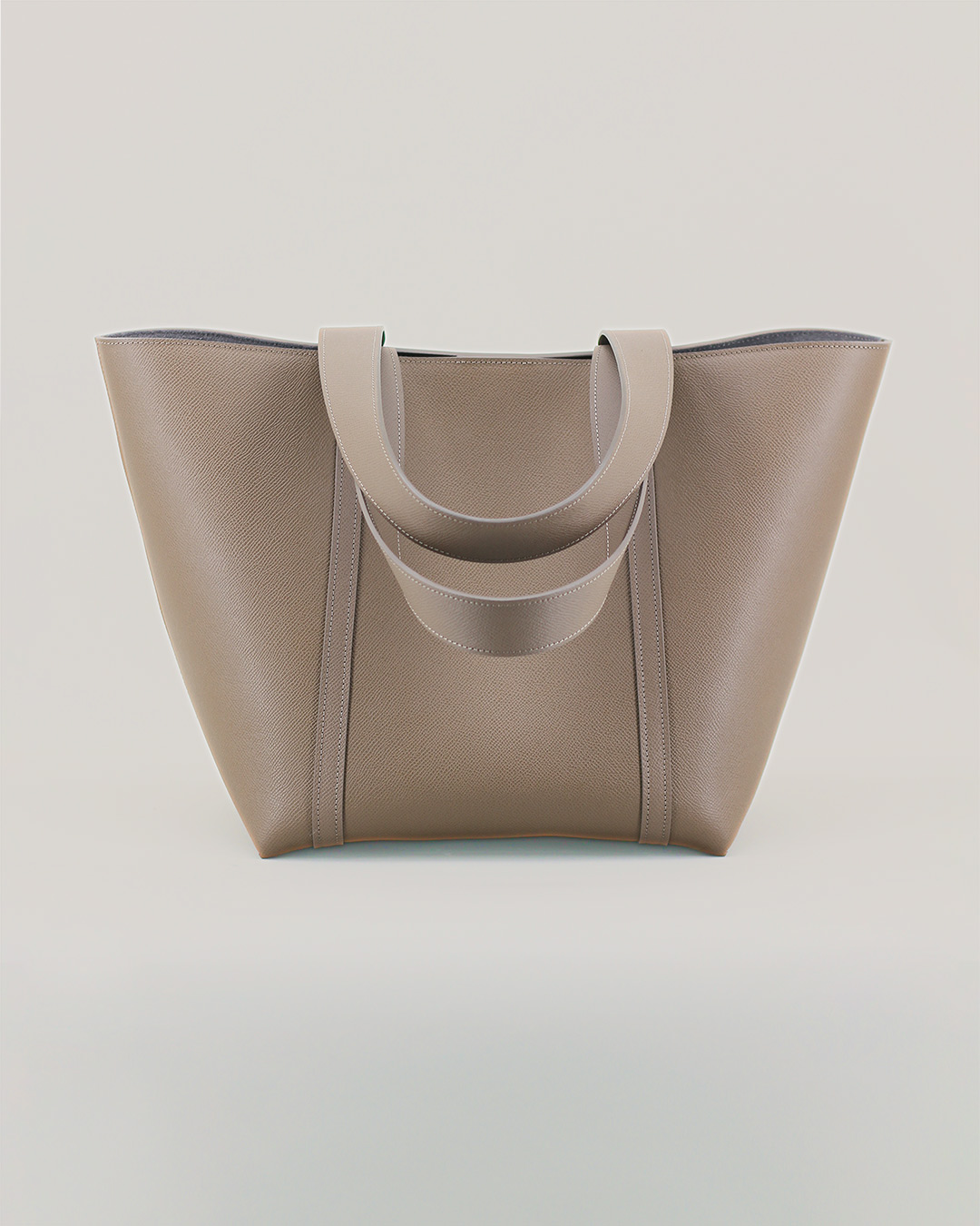 176 - Taupe Cross-Hatched Grained Calf Tote Bag