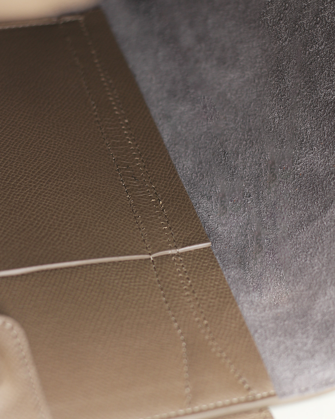 176 - Taupe Cross-Hatched Grained Calf Tote Bag