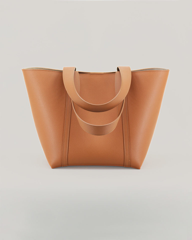 177 - Camel Cross-Hatched Grained Calf Tote Bag