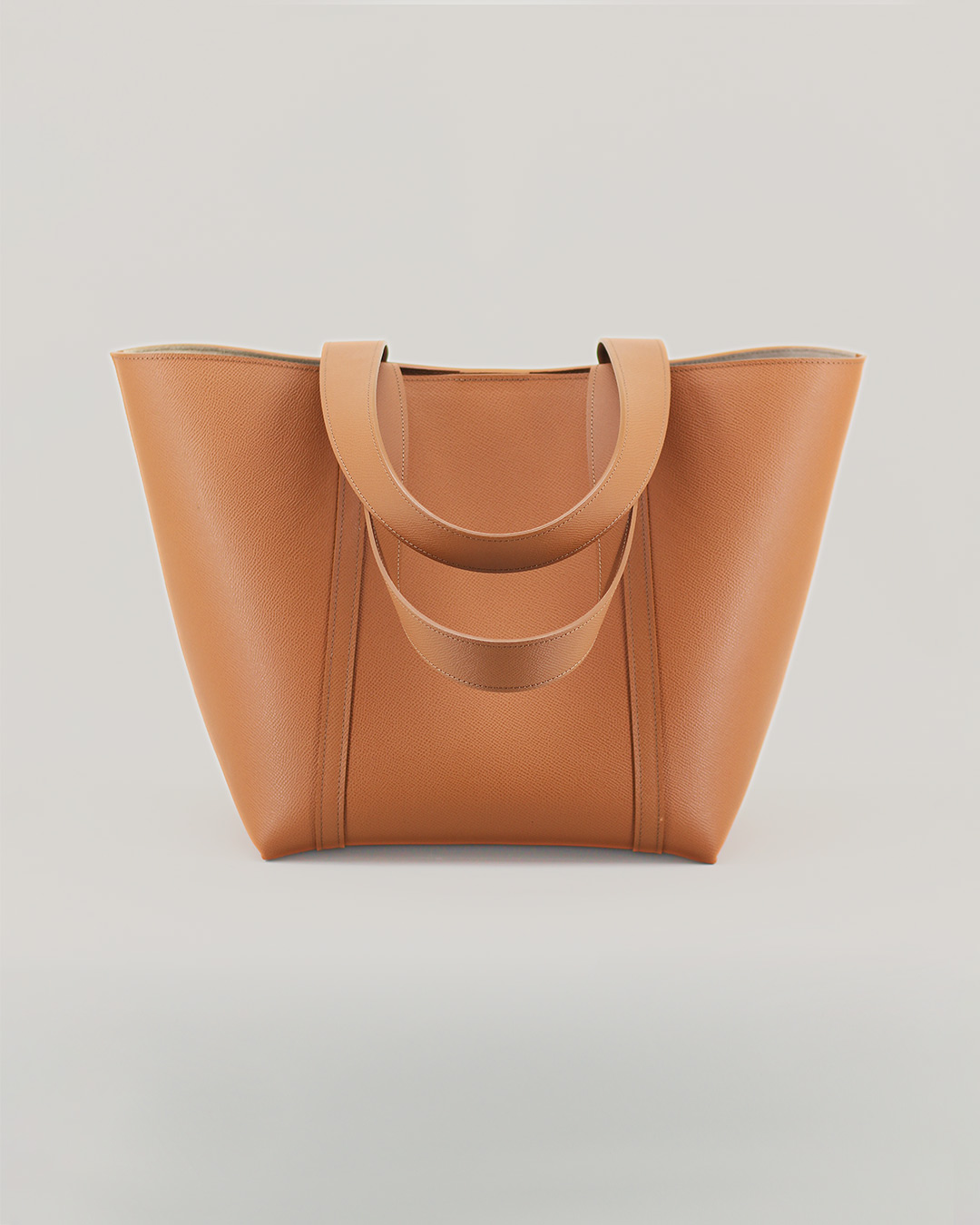 177 - Camel Cross-Hatched Grained Calf Tote Bag