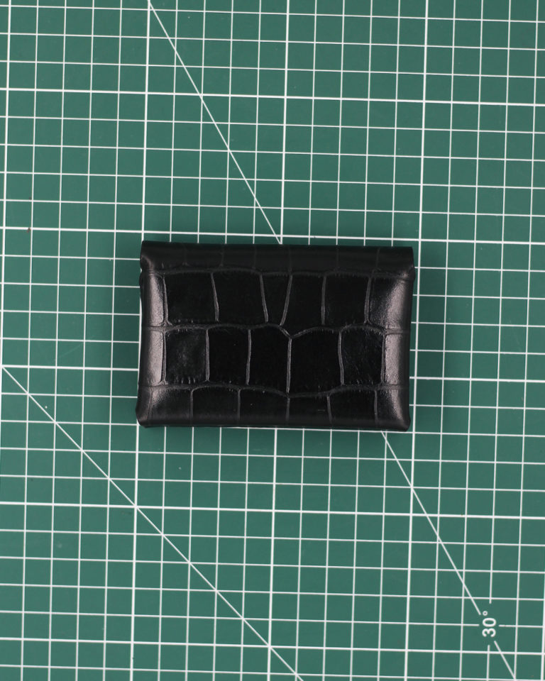 53 - Black Croc Embossed Calf Open Source Cardholder