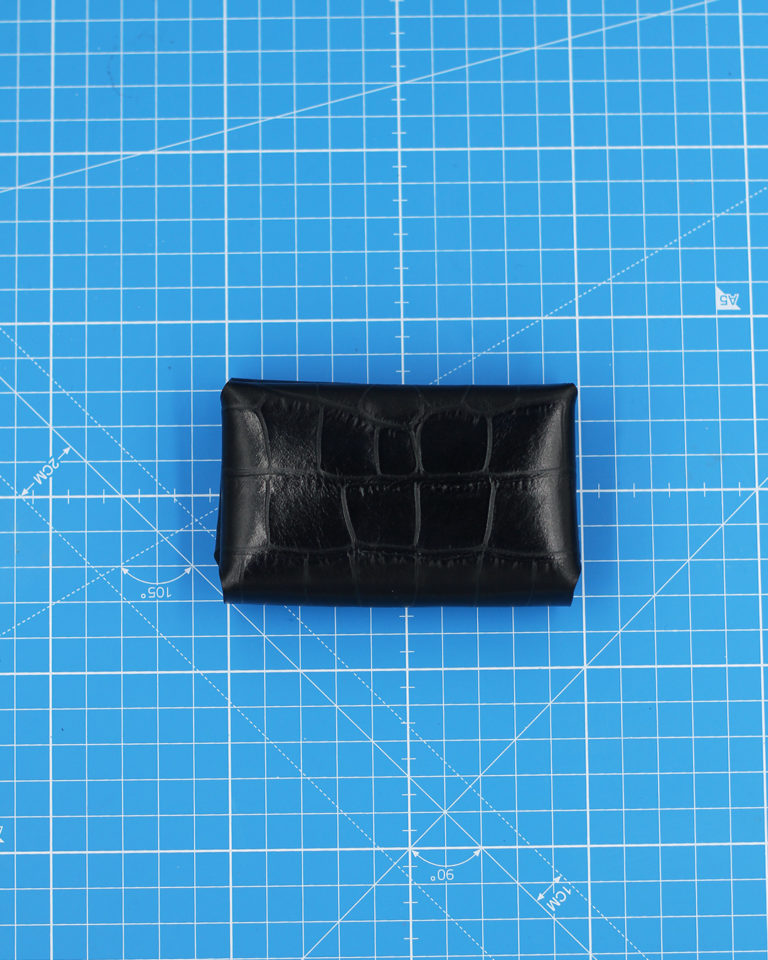 54 - Black Croc Embossed Calf Open Source Cardholder